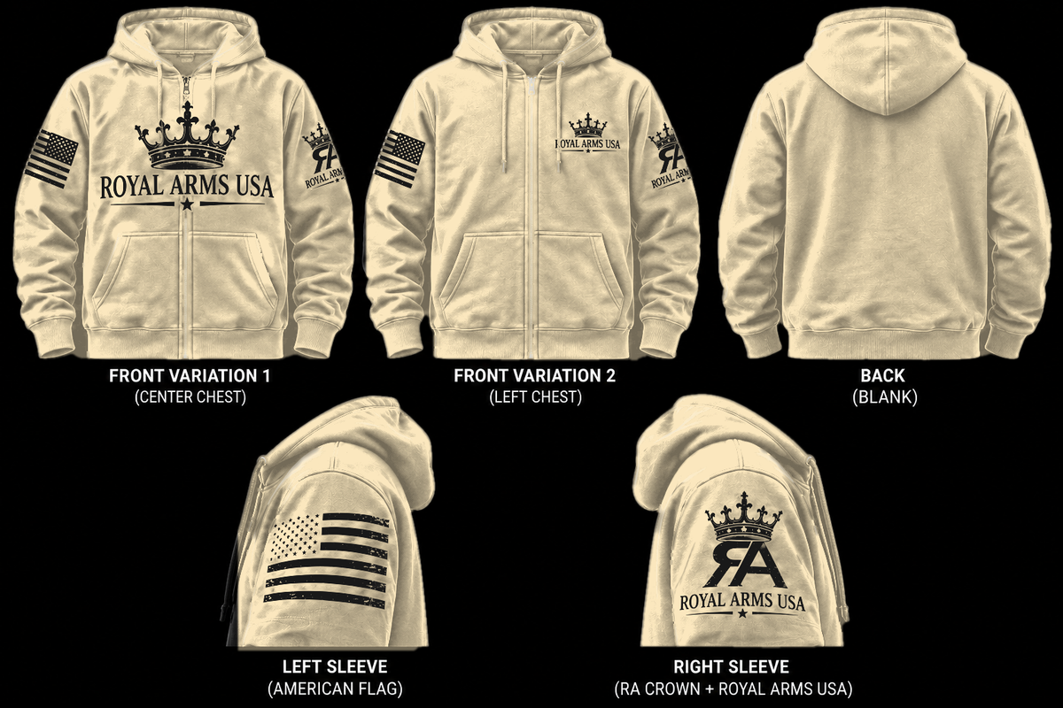 Royal Arms USA Zip Hoodie - Sand