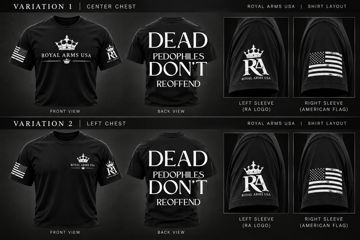 Dead Pedophiles Don't Reoffend T-Shirt approved black Royal Arms USA layout
