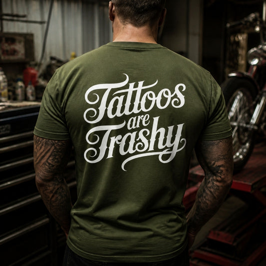 Trashy T-Shirt worn, army green