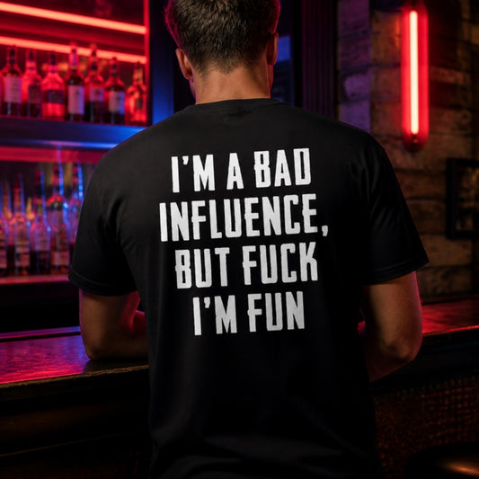Bad Influence T-Shirt worn, black