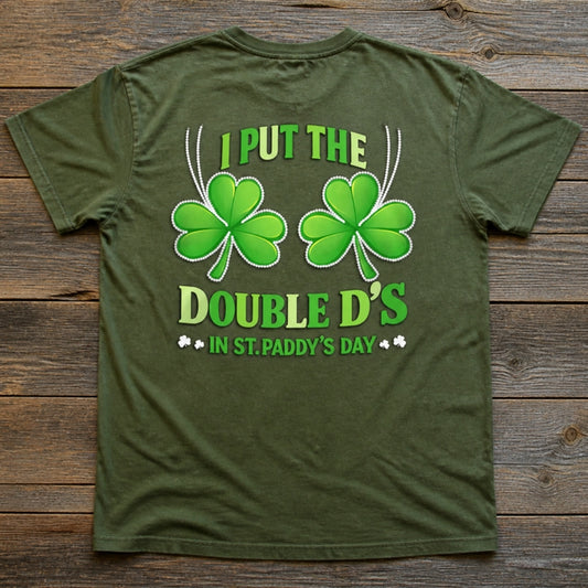 St Paddys T-Shirt flat lay, army green