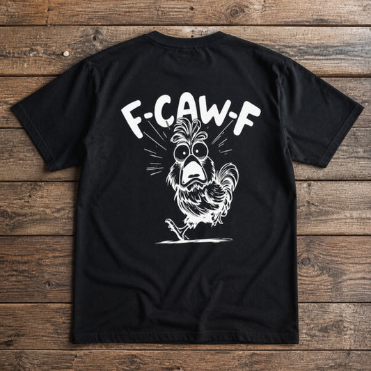 F-CAW-F T-Shirt flat lay, black
