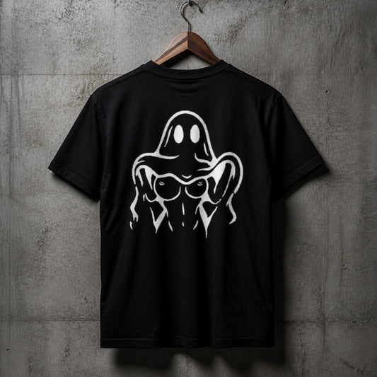 I Love Boobies T-Shirt on hanger, black
