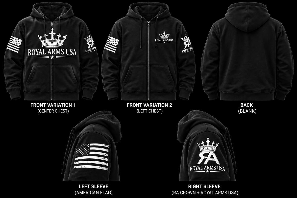 Royal Arms USA Zip Hoodie - Black