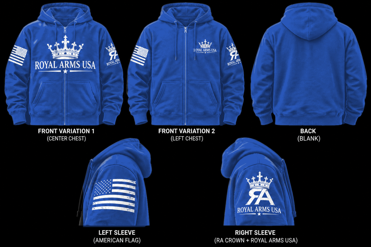 Royal Arms USA Zip Hoodie - Blue