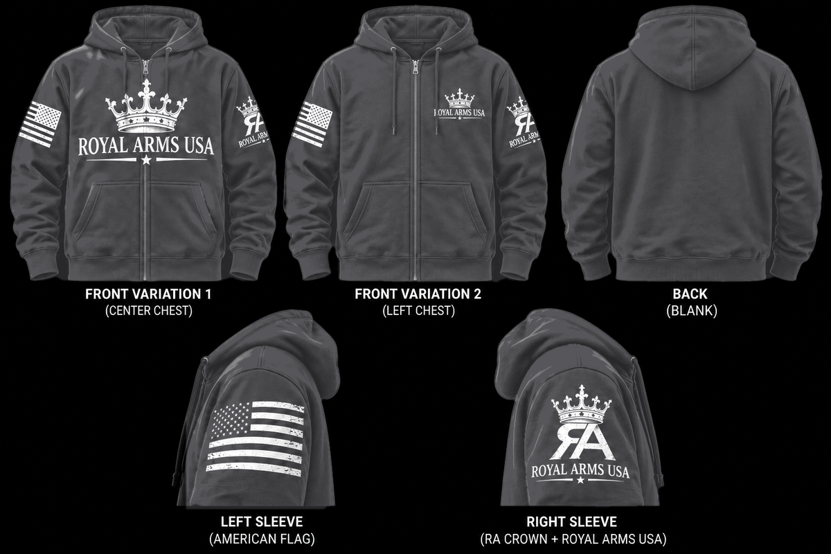 Royal Arms USA Zip Hoodie - Dark Grey