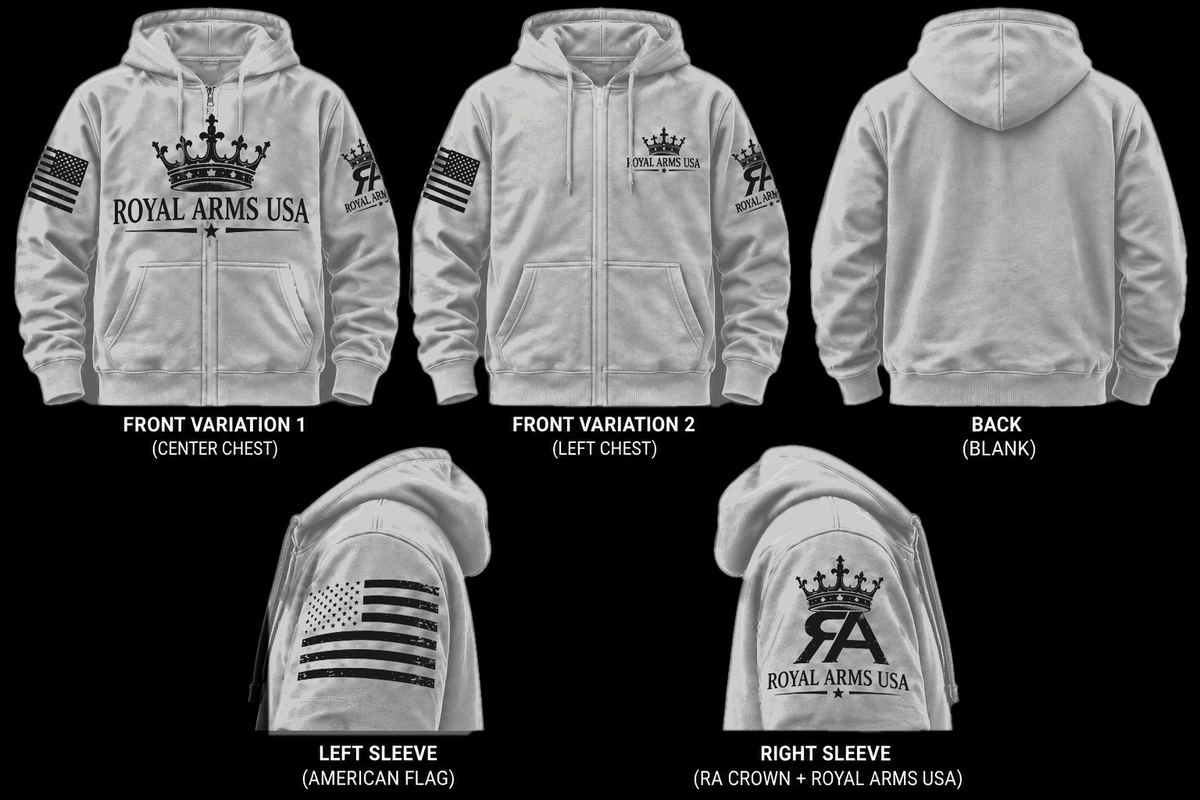 Royal Arms USA Zip Hoodie - Grey