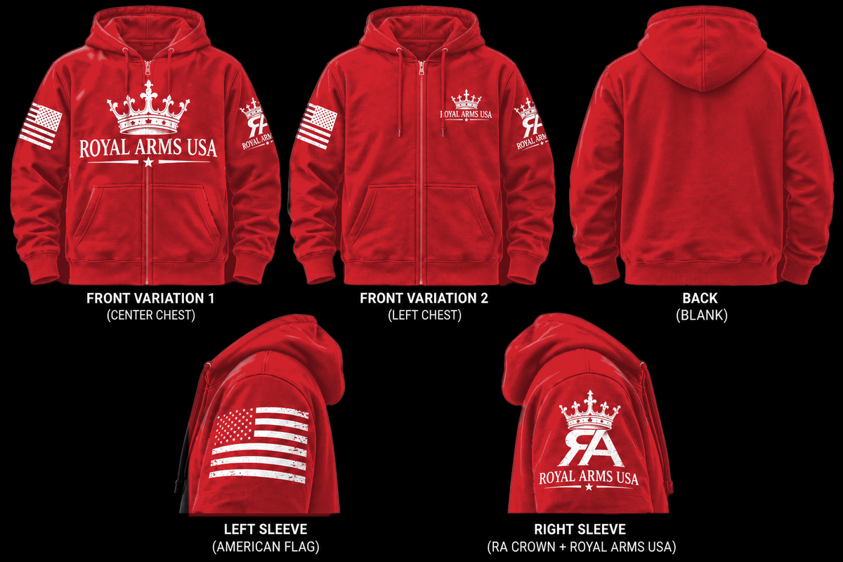 Royal Arms USA Zip Hoodie - Red