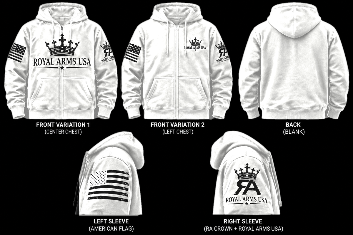 Royal Arms USA Zip Hoodie - White