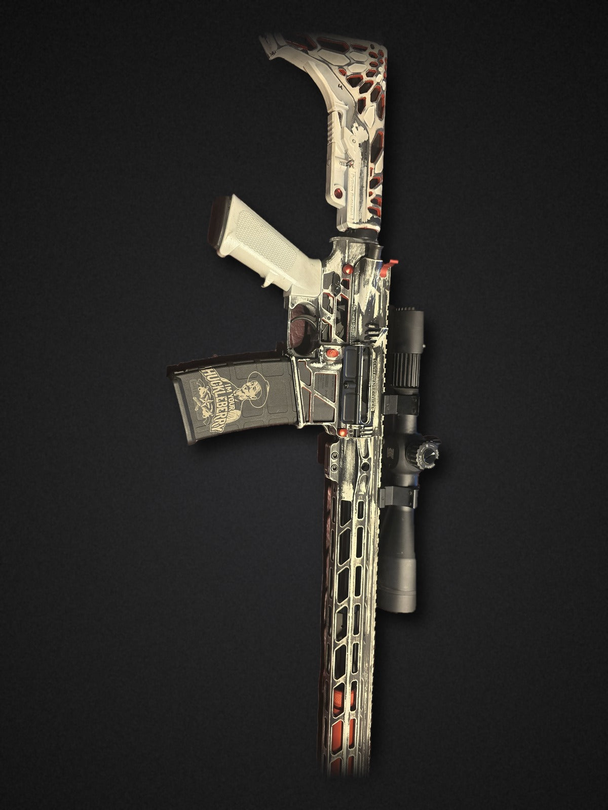 Custom Cerakote AR-15 - distressed white and red finish