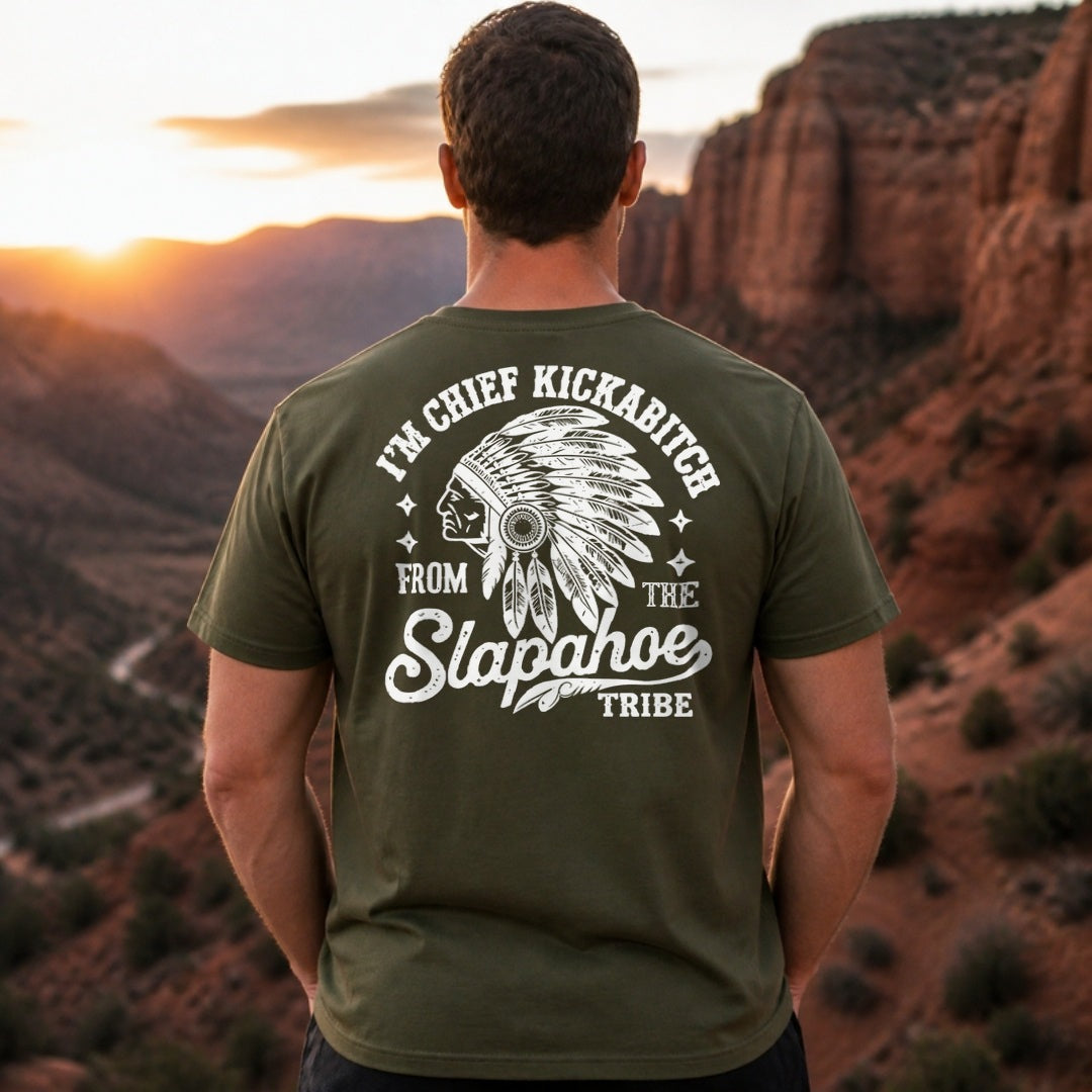 I'm Chief Kickabitch T-Shirt worn, army green