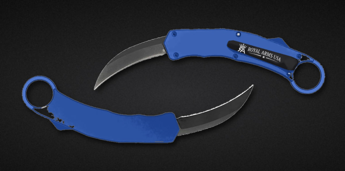 Predator Karambit OTF knife - Blue handle