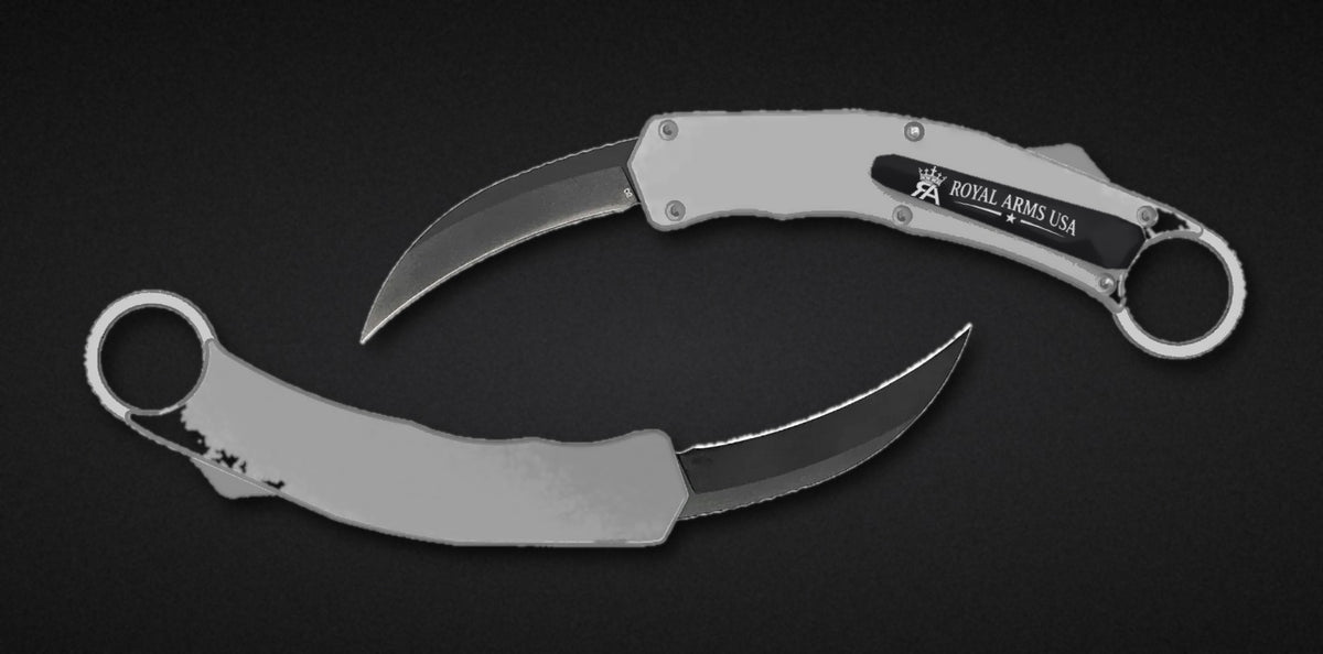 Predator Karambit OTF knife - Grey handle