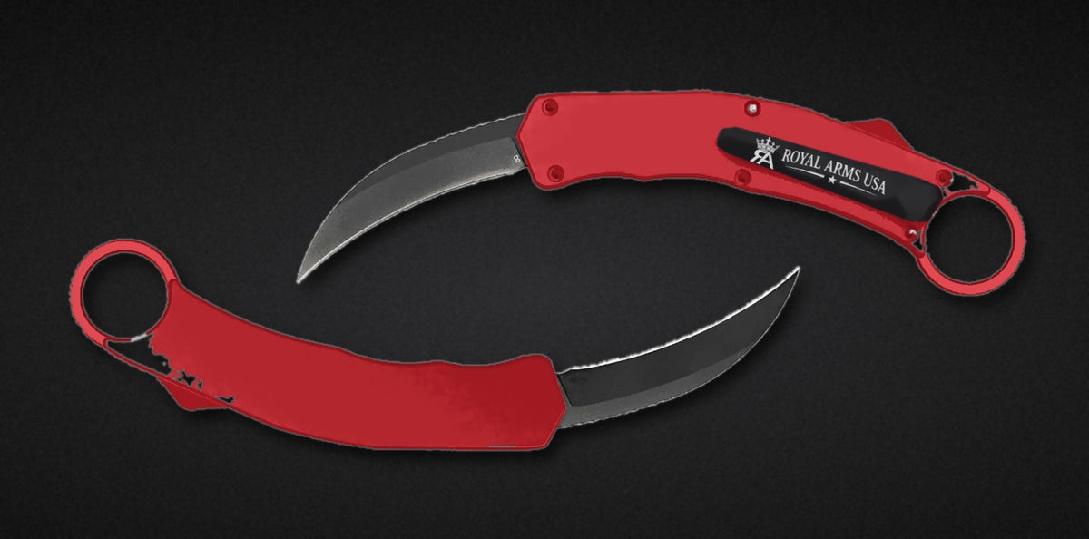 Predator Karambit OTF knife - Red handle