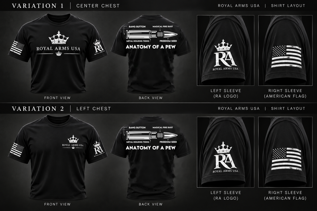 Royal Arms USA black shirt layout - Pewer T-Shirt