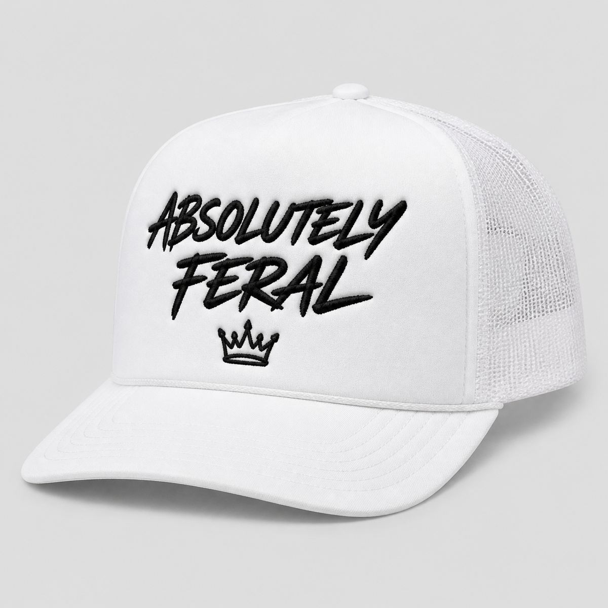 Absolutely Feral trucker hat, white mesh back - Royal Arms USA